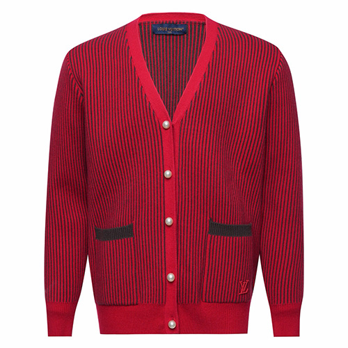 [홍콩명품.LOUIS VUITTON] 루이비통 26SS 로고 패턴  V넥 니트 가디건 1AFXXY (레드), BM24367, 레플리카의류,미러급사이트