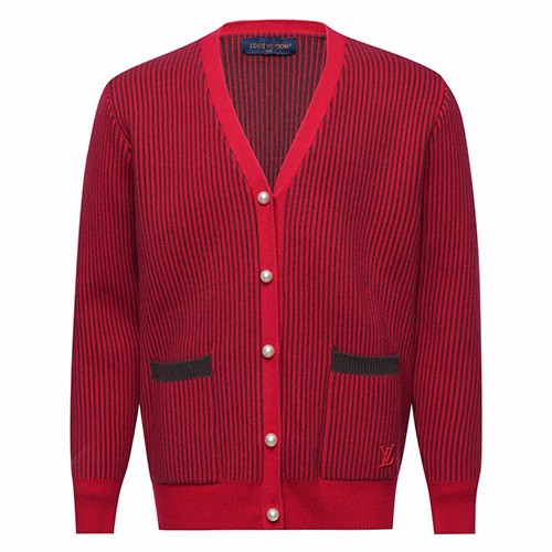 [홍콩명품.LOUIS VUITTON] 루이비통 26SS 로고 패턴  V넥 니트 가디건 1AFXXY (레드), BM24367, 레플리카의류,미러급사이트
