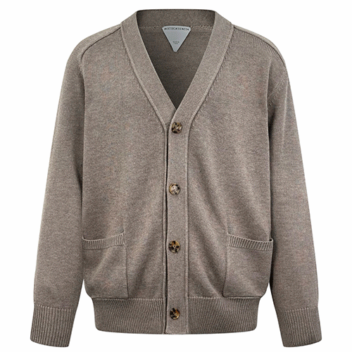 [홍콩명품.BOTTEGA VENETA] 보테가베네타 26SS 로고 V넥 캐시미어 니트 가디건 (베이지), BM24418, JL, 레플리카의류,미러급사이트