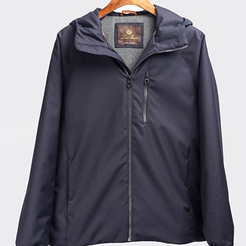 [홍콩명품.Loro Piana] 로로피아나 26SS 로고 캐시미어 후드 바람막이 자켓 (네이비), BM24457, JL, 레플리카의류,미러급사이트