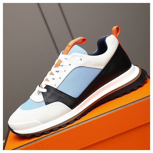[홍콩명품.Hermes] 에르메스 26SS 로고 Bouncing 스니커즈 운동화 (화이트-블랙-스카이블루), SE6085, GHS, 명품스니커즈,운동화,구두,로퍼,하이탑,신발