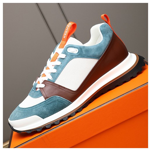 [홍콩명품.Hermes] 에르메스 26SS 로고 Bouncing 스니커즈 운동화 (화이트-블루-브라운), SE6087, GHS, 명품스니커즈,운동화,구두,로퍼,하이탑,신발