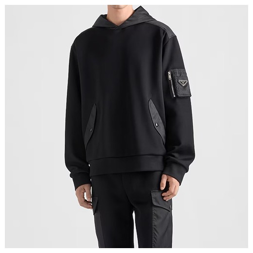 [홍콩명품,PRADA] 프라다 26SS 삼각로고 후드 티셔츠 (블랙), BM24509, YS, 레플리카의류,미러급사이트