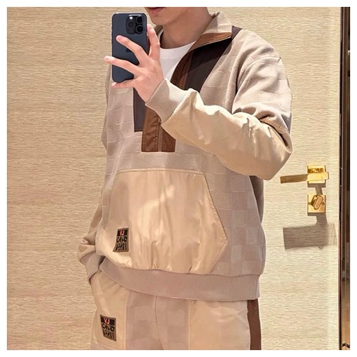 [홍콩명품.LOUIS VUITTON] 루이비통 26SS 로고 다미에 하이브리드 하프 집업 남성 풀오버 1AIMJZ + 팬츠 바지 상하의 세트, BM24510, YS, 레플리카의류,미러급사이트