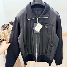 [홍콩명품,PRADA] 프라다 26SS 삼각로고 나일론 카라 봄버 자켓 (블랙), BM24511, YS, 레플리카의류,미러급사이트