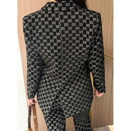 [홍콩명품.Gucci] 구찌 26SS 로고 여성 GG수프림 정장 수트 자켓 + 팬츠 바지 상하의 세트 (블랙), BM24536, MC, 레플리카의류,미러급사이트