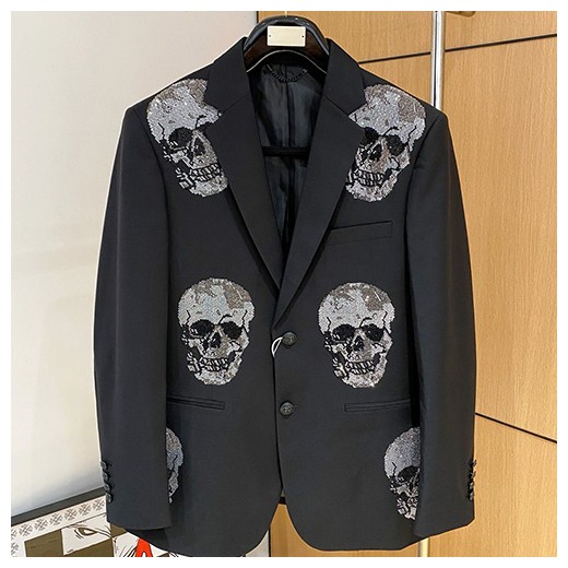 [홍콩명품.PHILIPP PLEIN] 필립플레인 26SS 로고 스컬 장장 수트 자켓 (블랙), BM24556, TOP, 레플리카의류,미러급사이트