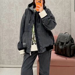 [홍콩명품,Christian Dior] 디올 26SS 로고 데님 후드 집업 자켓 + 팬츠 바지 상하의 세트 (다크그레이), BM24561, KK, 레플리카의류,미러급사이트