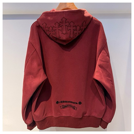 [홍콩명품.Chrome Hearts] 크롬하츠 26SS 로고 크로스 후드 티셔츠 (레드), BM24573, 레플리카의류,미러급사이트