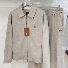 [홍콩명품.Loro Piana] 로로피아나 26SS 로고 자수 캐시미어 카라 집업 자켓 + 조거 팬츠 바지 상하의 세트 (2컬러), BM24583, 레플리카의류,미러급사이트