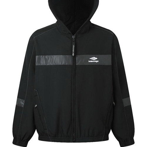 [홍콩명품.BALENCIAGA] 발렌시아가 26SS 로고 스포티 자수 후드 윈드브레이커 자켓 (블랙), BM24613, KK, 레플리카의류,미러급사이트