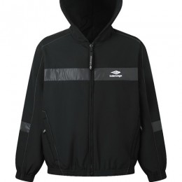 [홍콩명품.BALENCIAGA] 발렌시아가 26SS 로고 스포티 자수 후드 윈드브레이커 자켓 (블랙), BM24613, KK, 레플리카의류,미러급사이트