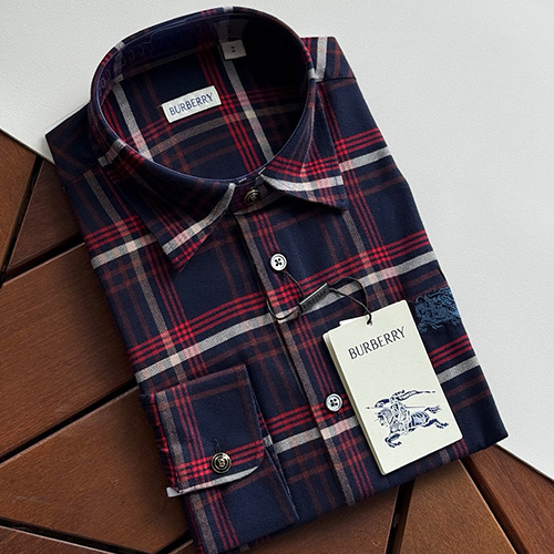[홍콩명품.Burberry] 버버리 26SS 로고 자수 체크패턴 남방 셔츠 (네이비), BM24684, 레플리카의류,미러급사이트