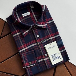 [홍콩명품.Burberry] 버버리 26SS 로고 자수 체크패턴 남방 셔츠 (네이비), BM24684, 레플리카의류,미러급사이트
