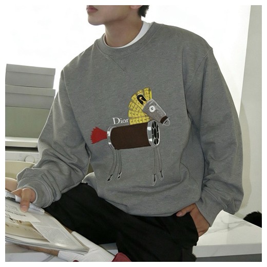 [홍콩명품,Christian Dior] 디올 26SS 로고 그래픽 자수 맨투맨 티셔츠 (그레이), BM24725, KK, 레플리카의류,미러급사이트