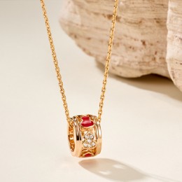 [홍콩명품.QEELIN] 레드 키린 26SS 로고 Wulu Lace 조롱박 목걸이 (골드-레드), ET3452, 홍콩명품의류,구매대행,온라인명품