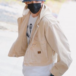 [홍콩명품.BALENCIAGA] 발렌시아가 26SS 로고 데님 후드 집업 자켓 (베이지), BM24826, KK, 레플리카의류,미러급사이트