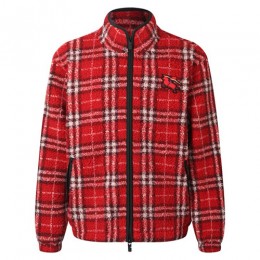 [홍콩명품.Burberry] 버버리 26SS 로고 체크패턴 터틀넥 플리스 집업 자켓 (레드), BM24828, KK, 레플리카의류,미러급사이트