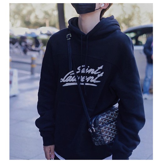 [홍콩명품.YSL] 입생로랑 26SS 로고 프린트 후드 티셔츠 (블랙), BM24845, JL, 레플리카의류,미러급사이트