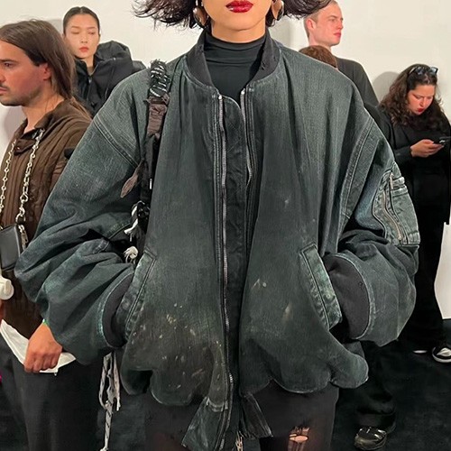 [홍콩명품.BALENCIAGA] 발렌시아가 26SS 로고 빈티지 데님 솜패딩 자켓 (블랙), BM24954, JL, 레플리카의류,미러급사이트