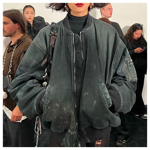 [홍콩명품.BALENCIAGA] 발렌시아가 26SS 로고 빈티지 데님 솜패딩 자켓 (블랙), BM24954, JL, 레플리카의류,미러급사이트