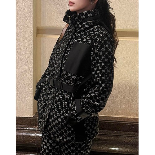 [홍콩명품.Gucci] 구찌 26SS 로고 여성 GG수프림 벨티드 솜패딩 바람막이 자켓 (블랙), BM24990, MC, 레플리카의류,미러급사이트