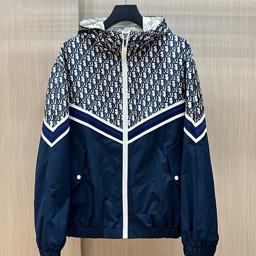 [홍콩명품,Christian Dior] 디올 26SS 로고 오블리크 후드 윈드브레이커 자켓 (네이비), BM24995, JZ, 레플리카의류,미러급사이트