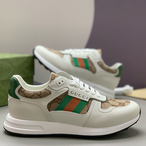 [홍콩명품.Gucci] 구찌 26SS 로고 레더 가죽 스니커즈 운동화 (화이트-카라멜), SE6142, PMD, 명품스니커즈,운동화,구두,로퍼,하이탑,신발