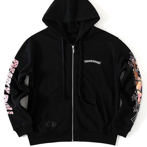 [홍콩명품.Chrome Hearts] 크롬하츠 26SS 로고 Deadly doll 24 콜라보 후드 집업 자켓 (블랙), BM25003, TT, 레플리카의류,미러급사이트