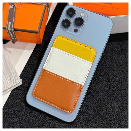 [홍콩명품.Hermes] 에르메스 26SS 로고 레더 가죽 아이폰 IPhone MagSafe (브라운-화이트-노랑), ET3526, HY, 홍콩명품의류,구매대행,온라인명품