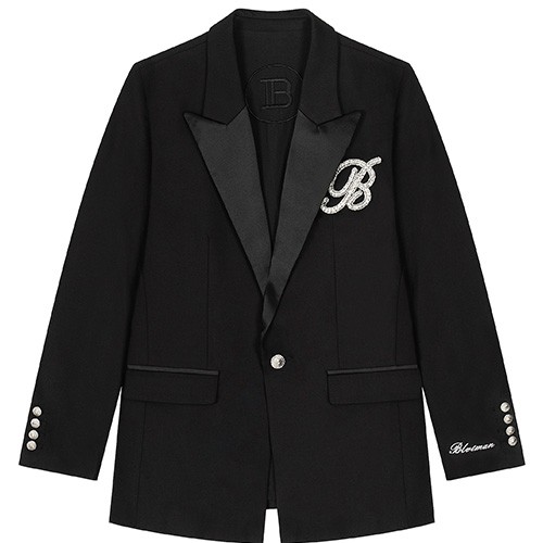 [홍콩명품.BALMAIN] 발망 26SS 로고 브로치 장식 정장 수트 자켓 (블랙), BM25104, SAM, 무료배송