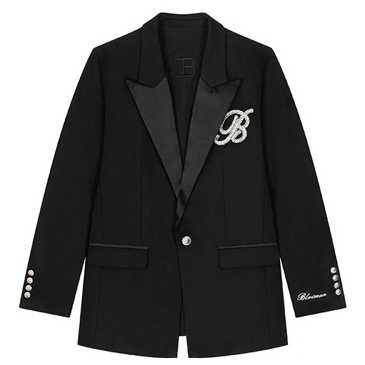 [홍콩명품.BALMAIN] 발망 26SS 로고 브로치 장식 정장 수트 자켓 (블랙), BM25104, SAM, 무료배송