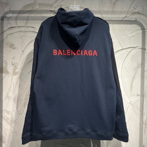 [홍콩명품.BALENCIAGA] 발렌시아가 26SS 로고 프린트 레이어드 후드 데님 자켓 (블랙-네이비), BM25157, 무료배송