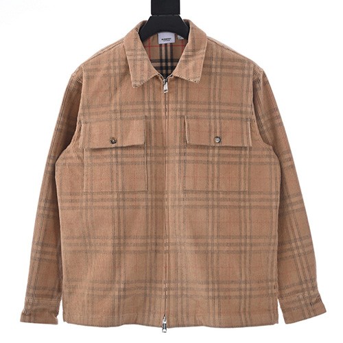 [홍콩명품.Burberry] 버버리 26SS 로고 체크패턴 코드류이 골덴 카라 자켓 (카라멜), BM25190, KB, 무료배송