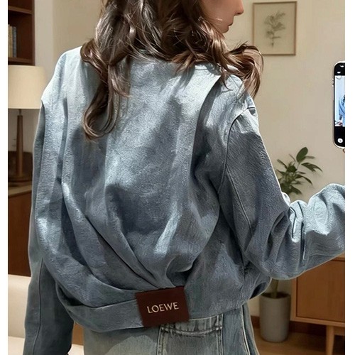 [홍콩명품.LOEWE] 로에베 26SS 로고 여성 데님 카라 봄버 자켓, BM25258, JL, 무료배송