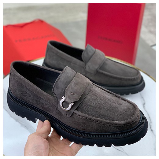[홍콩명품.FERRAGAMO] 페레가모 26SS 로고 레더 가죽 워커 구두 로퍼 (브라운), SE6174, S2, 무료배송