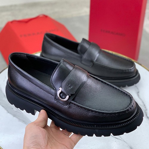 [홍콩명품.FERRAGAMO] 페레가모 26SS 로고 레더 가죽 워커 구두 로퍼 (블랙), SE6175, S2, 무료배송