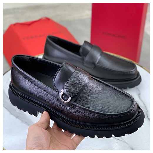[홍콩명품.FERRAGAMO] 페레가모 26SS 로고 레더 가죽 워커 구두 로퍼 (블랙), SE6175, S2, 무료배송