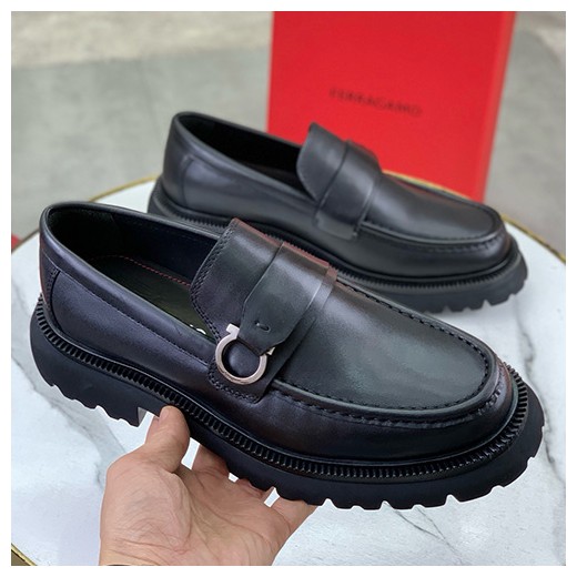 [홍콩명품.FERRAGAMO] 페레가모 26SS 로고 레더 가죽 워커 구두 로퍼 (블랙), SE6176, S2, 무료배송