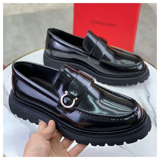 [홍콩명품.FERRAGAMO] 페레가모 26SS 로고 레더 가죽 워커 구두 로퍼 (블랙), SE6177, S2, 무료배송
