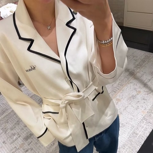 샤넬 로고 여성 니트 가디건 파자마 자켓 (화이트) 26SS