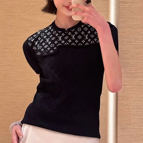 루이비통 로고 여성 모노그램 반팔 티셔츠 (블랙) 26SS