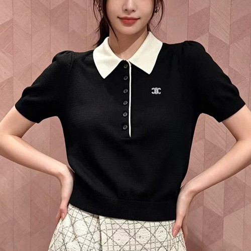 셀린느 로고 자수 여성 반팔 티셔츠 (블랙) 26SS