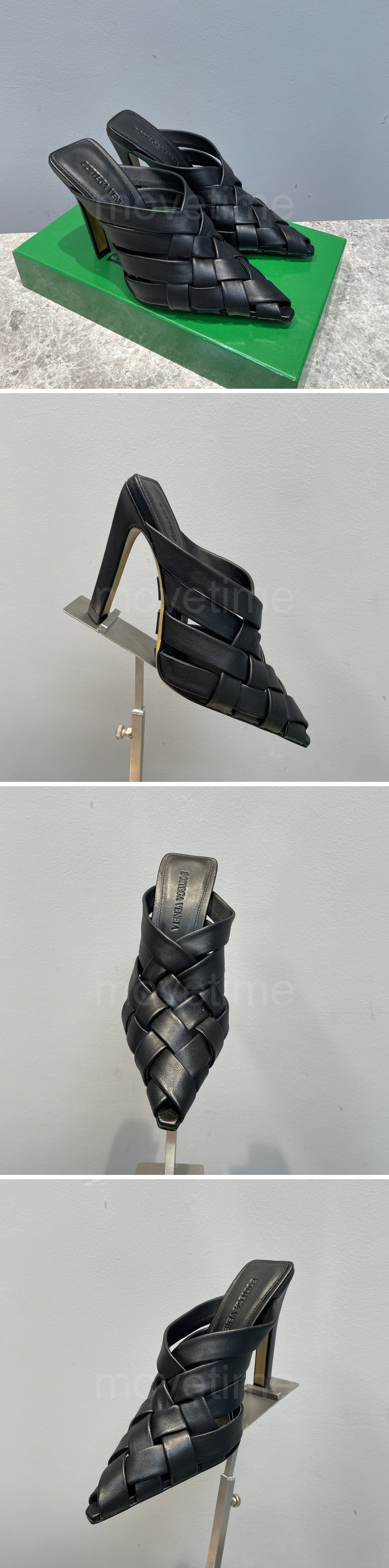 보테가베네타 로고 여성 인트레치아토 레더 가죽 6cm 힐 샌들 슬리퍼 (3컬러) 26SS 상세이미지 5