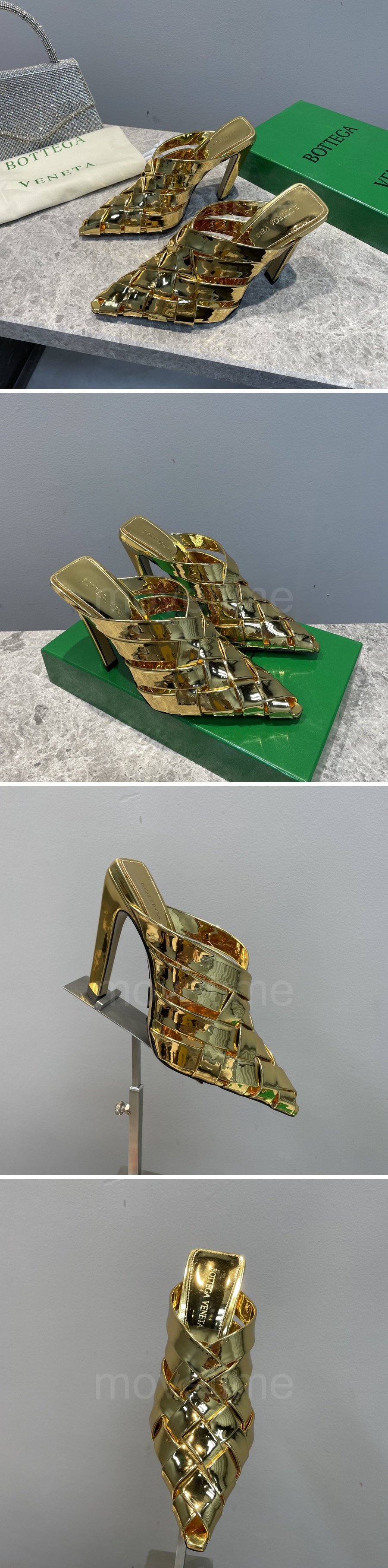 보테가베네타 로고 여성 인트레치아토 레더 가죽 6cm 힐 샌들 슬리퍼 (3컬러) 26SS 상세이미지 7