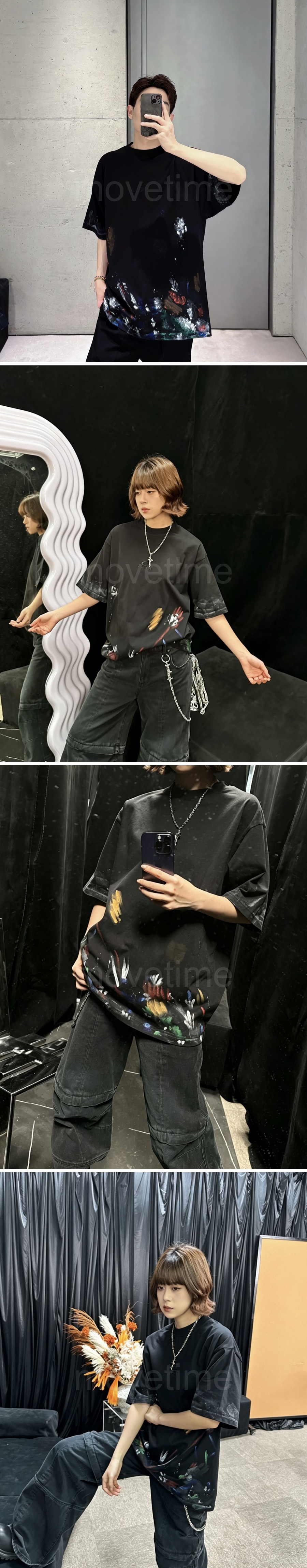 발렌시아가 로고 그래피티 반팔 티셔츠 (블랙) 26SS 상세이미지 5
