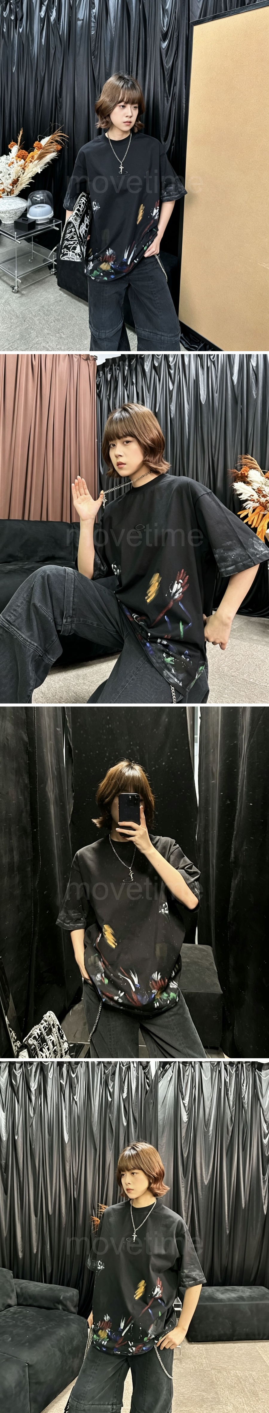 발렌시아가 로고 그래피티 반팔 티셔츠 (블랙) 26SS 상세이미지 6