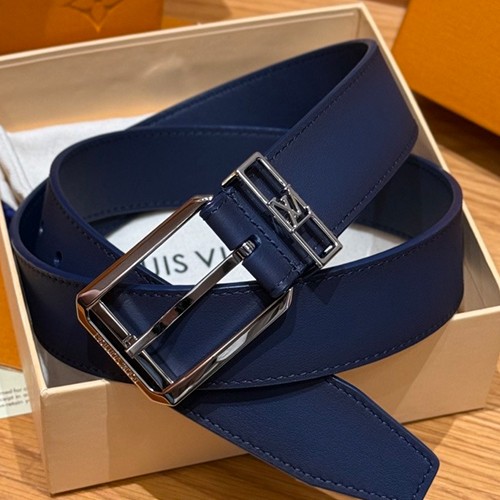 루이비통 로고 Voyage 레더 가죽 리버서블 3.5cm 벨트 (네이비) 26SS