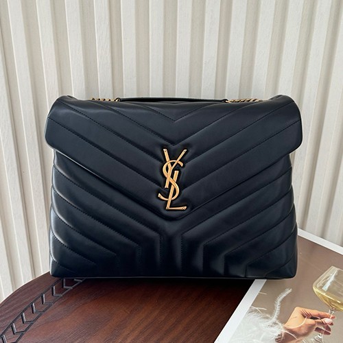 입생로랑 로고 LouLou Matelasse 미디 숄더백 459749 (블랙) 26SS