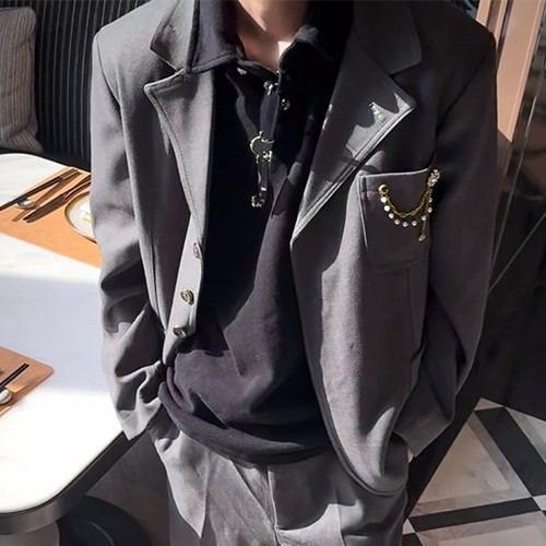 루이비통 로고 울 캐시미어 정장 수트 자켓 (그레이) 26SS